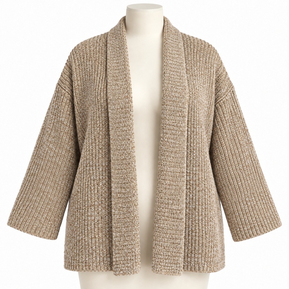 Pure Jill Women's Cozy 2XL Oatmeal Cardigan Oversized Layering Lagenlook Granola